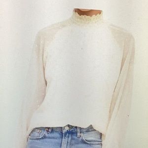 Lexington Top by Revolve Ivory Swiss Dot size small. Never worn.